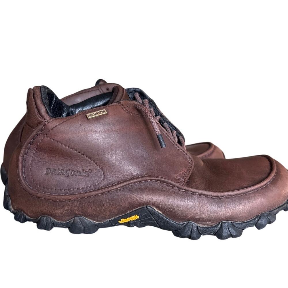 Patagonia Ranger Leather Hiking Shoes Mens 7.5 Brown Vibram Polartec Waterproof